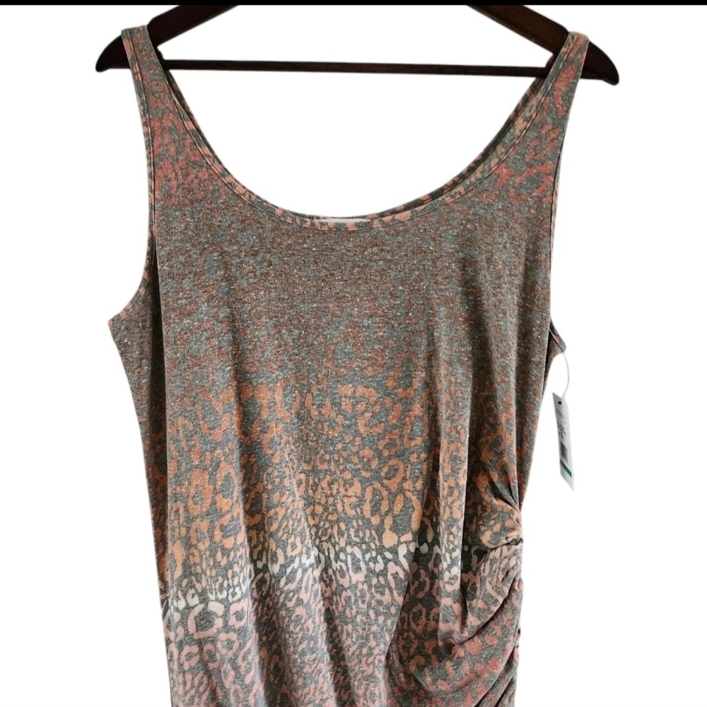 Skinnygirl Ombre Leopard Coral Connie Ruched Dress Womens Size L New NWT - Picture 2 of 7